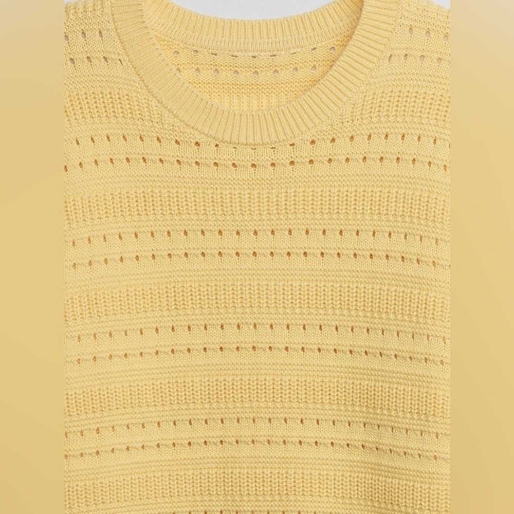 Gap Relaxed Mixed-Stitch Tunic Sweater, Yellow, Medium - Picture 4 of 12